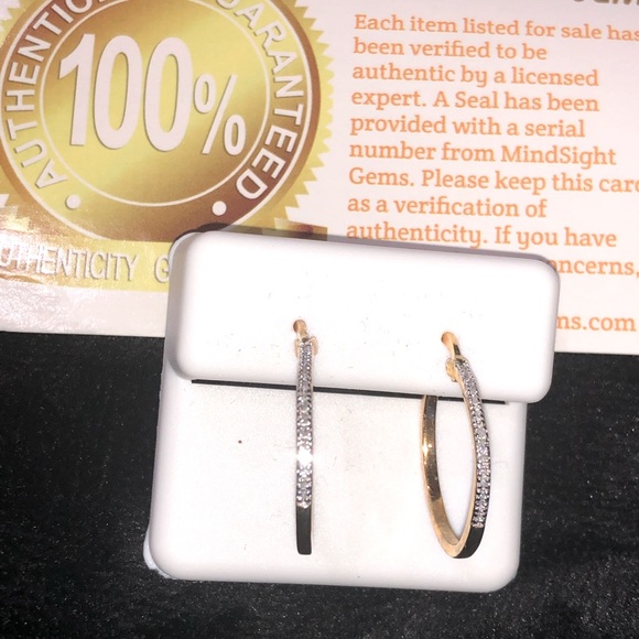 Beautiful Christmas gift Real Diamond Hoop earrings Not CZ not Moissanite Sale! - Picture 1 of 7